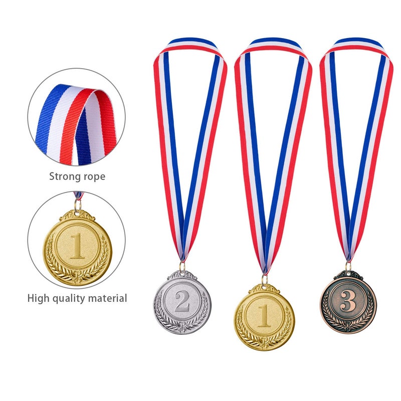 Favide 12 Pieces Gold Silver Bronze Award Medals-Winner Medals Gold Silver Bronze Prizes for Competitions, Party,Olympic Style, 2 Inches - Image 4